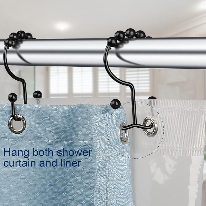 Gidse Shower Curtain Hooks,Sturdy Stainless Steel Double Sided Shower Hooks Rings for Bathroom Shower Curtain Rods Curtains Set of 12 Hooks - Matte Black - Image 4